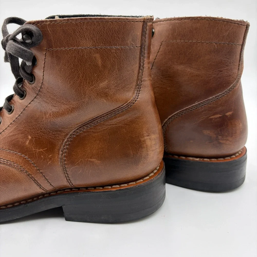 Thursday Boot Co Captain Brandy Leather Cap Toe Lace Up Boots Mens 8.5